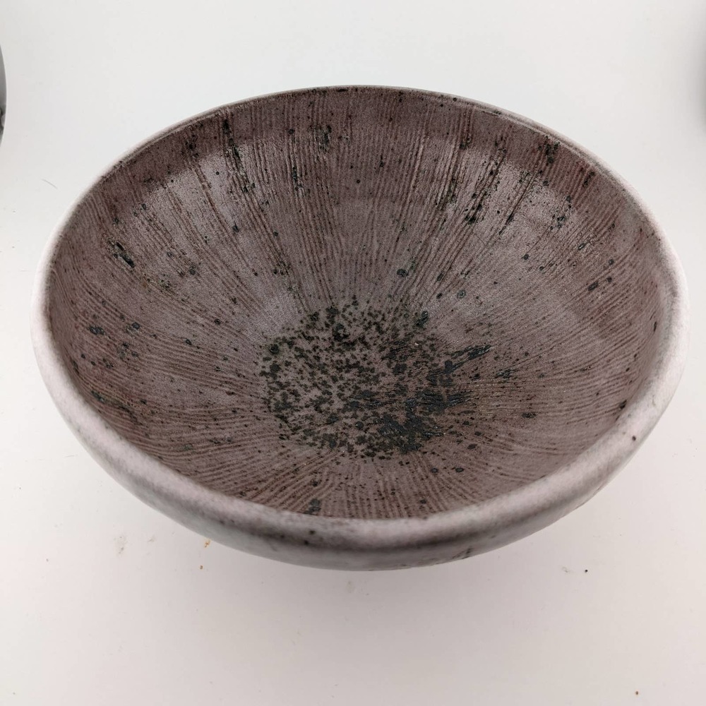 Artist Signed Studio Pottery Bowl with Flower Design